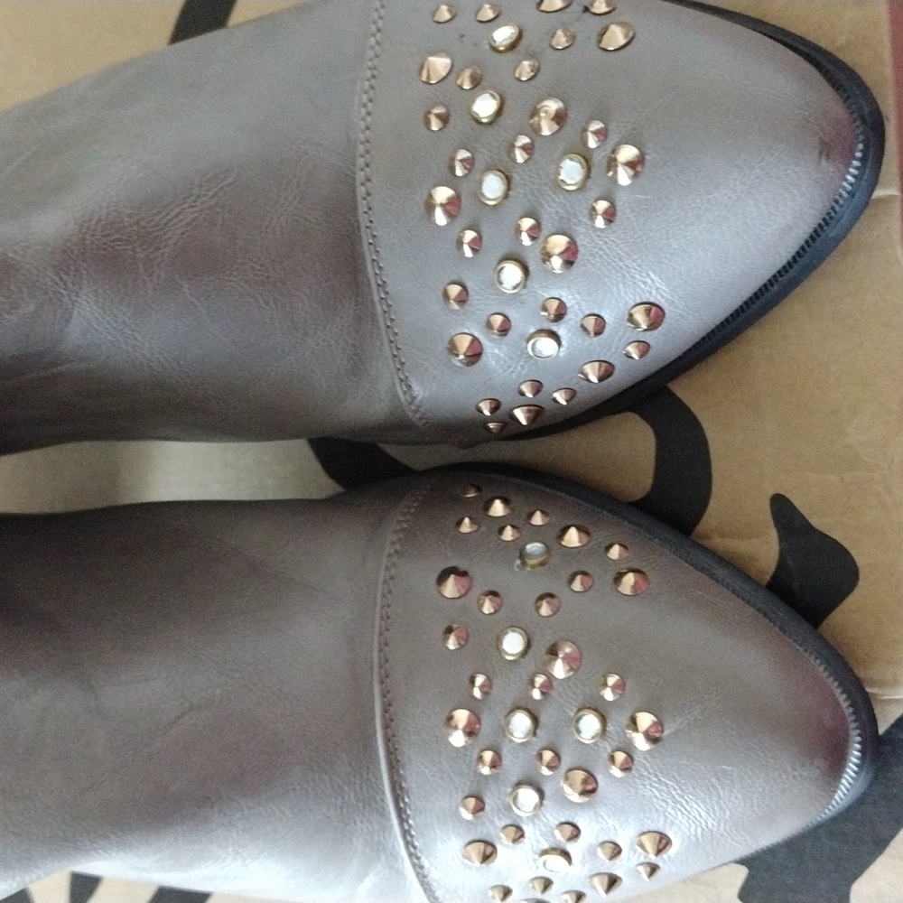 Gray Studded Booties - image 4